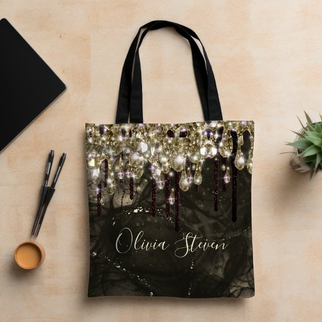 Chic gold Black Drippings Glitzer Monogramm (Von Creator hochgeladen)