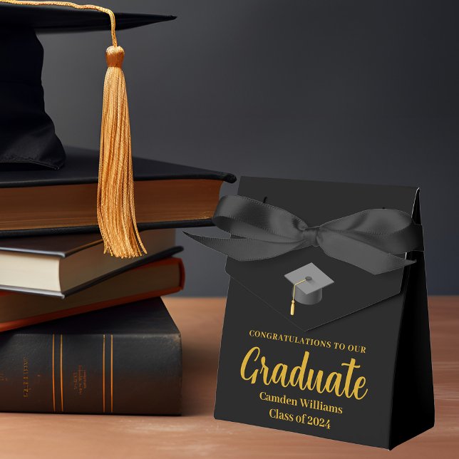 Chic Gold Black Personalisiert Graduation Party Geschenkschachtel (Von Creator hochgeladen)