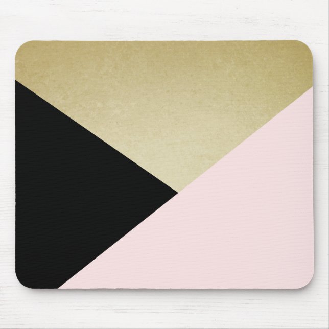 Chic Gold Black Pink Abstraktes Muster Mouse Pad Mousepad (Vorne)