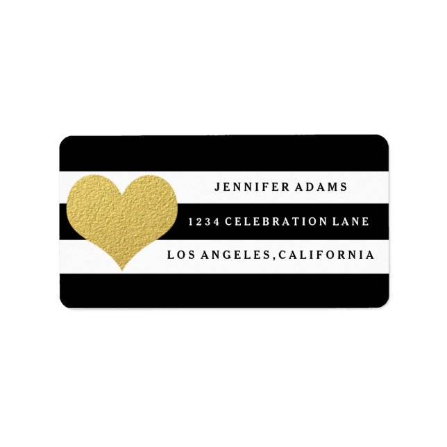 Chic Gold | Black Strip Address Labels Adressaufkleber (Vorne)