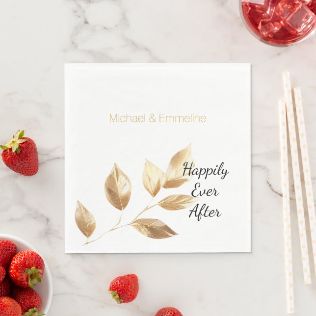 Chic Gold Blätter Wedding Serviette (Beispiel)