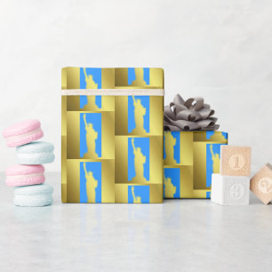 Chic Gold Blue Pattern Statue of Liberty New York Geschenkpapier