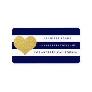 Chic Gold Blue Strip Address Labels Adressaufkleber