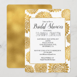 Chic Gold Blume Brautparty Einladung
