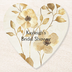 Chic Gold Blume Brautparty Untersetzer