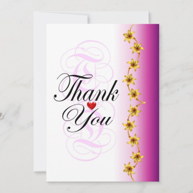 Chic gold Blume in lila Kalligraphie danke (Vorderseite)