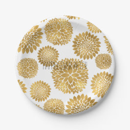 Chic Gold Blume Pappteller
