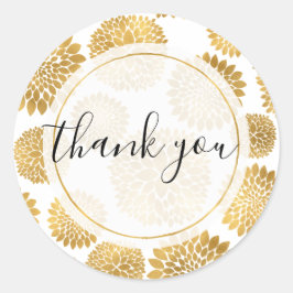 Chic Gold Blume Personalisiert Danke Runder Aufkleber