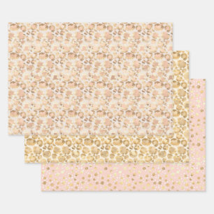 Chic Gold Blush Pink Leopard Print Geschenkpapier Set