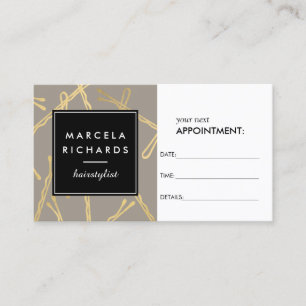 Chic Gold Bobby Buttone Friseur Graue Ernennung Terminkarte