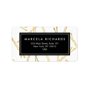 Chic Gold Bobby Buttone Friseur Stylist Salon Adressaufkleber