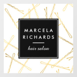 Chic Gold Bobby Buttone Friseur Stylist Salon Fensteraufkleber