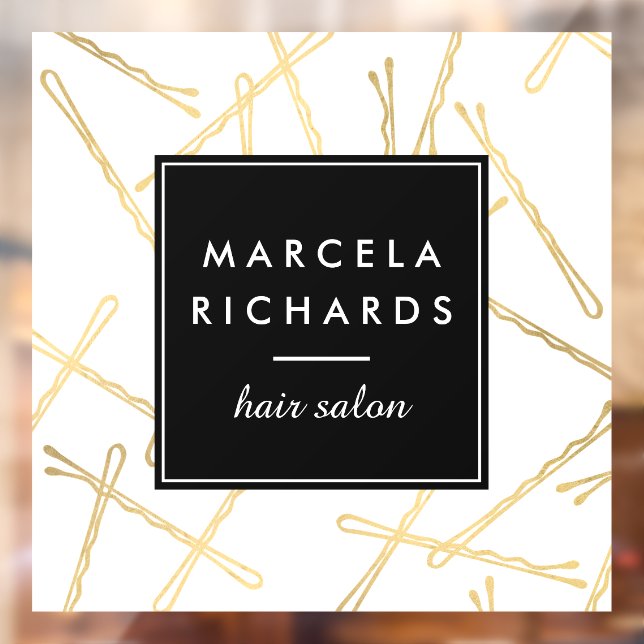 Chic Gold Bobby Buttone Friseur Stylist Salon Fensteraufkleber (Blatt 2)