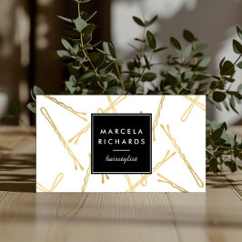 Chic Gold Bobby Buttone Friseur Stylist Salon Visitenkarte