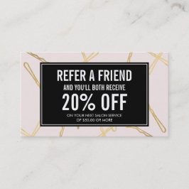 Chic Gold Bobby Buttone Haarsalon Rosa Empfehlungs Empfehlungskarte