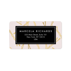 Chic Gold Bobby Buttons Friseur Stylistische Salon Adressaufkleber