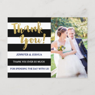Chic Gold   Bold Black Strip Foto Vielen Dank Postkarte