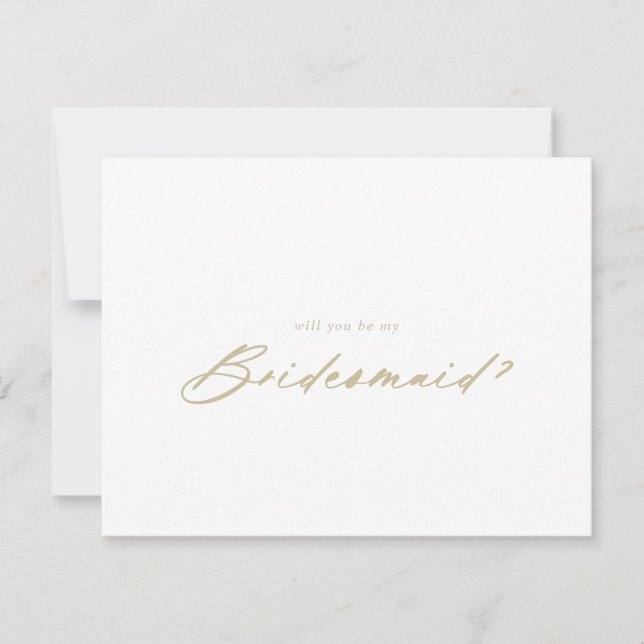 Chic Gold Bridesmaid Vorschlag Note Card Mitteilungskarte (Vorderseite)