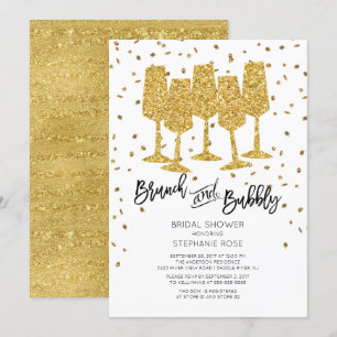 Chic Gold Brunch & Bubbly Bridal Dusche Einladung