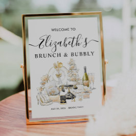Chic Gold Brunch und Bubbly Welcome Brautparty Poster