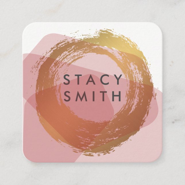 Chic Gold Brushed Moderner Farbblock 2 Quadratische Visitenkarte (Vorderseite)