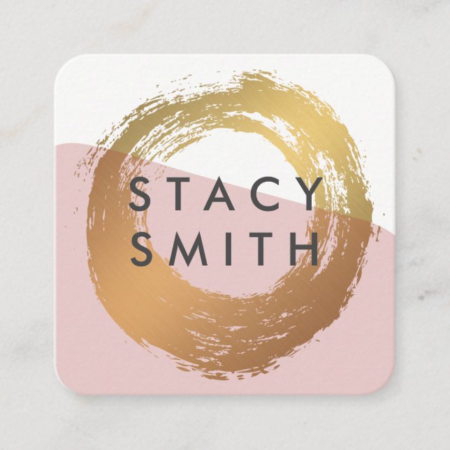 Chic Gold Brushed Moderner Farbblock Quadratische Visitenkarte (Vorderseite)