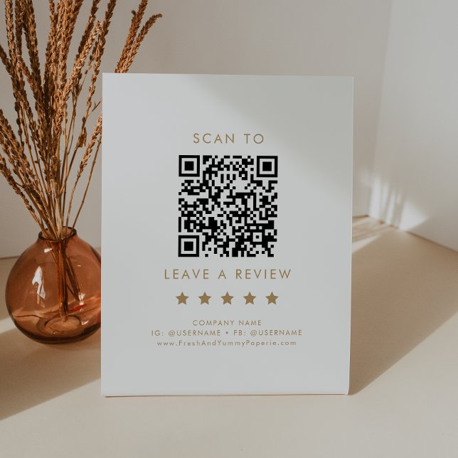 Chic Gold Business QR Code Verlass a Review Sockelschild (Von Creator hochgeladen)
