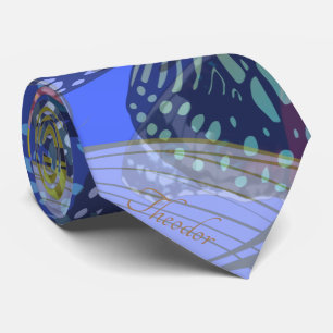 Chic Gold Butterfly Bleu Yellow Pattern Krawatte