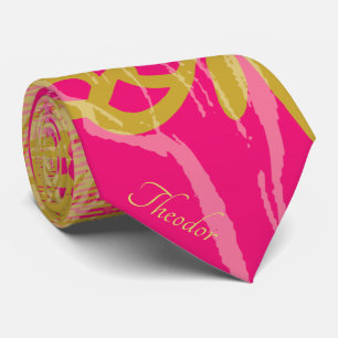Chic Gold Butterfly Fuchsia Krawatte