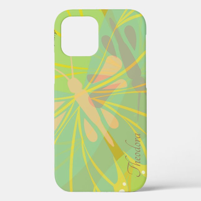 Chic Gold Butterfly Yellow Blue Case-Mate iPhone Hülle (Rückseite)