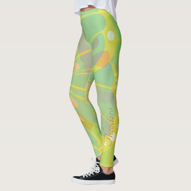 Chic Gold Butterfly Yellow Blue Leggings (Links)