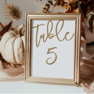 Chic Gold Calligrafy Wedding Tischnummer