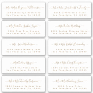 Chic Gold Calligraphy Wedding Guest Address Labels