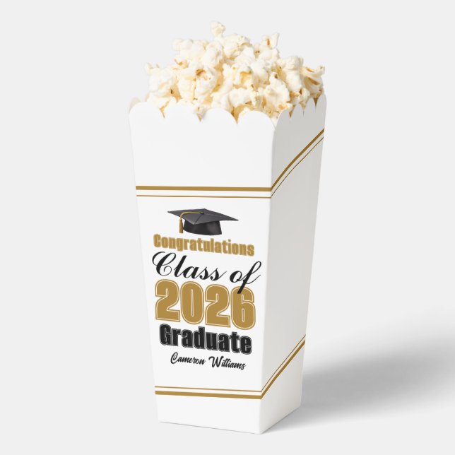 Chic Gold Class of 2026 Graduation Party Popcorn Geschenkschachtel (Geplatzt)