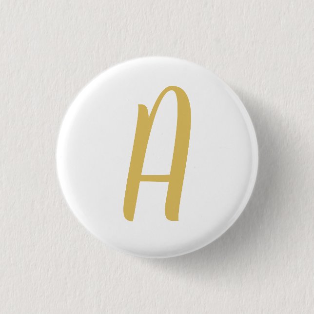 Chic Gold Color Monogram Berufliche Kalligrafie Button (Vorderseite)