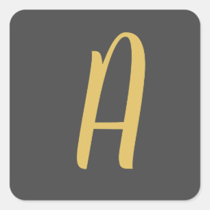 Chic Gold Color Monogram Berufliche Kalligrafie Quadratischer Aufkleber