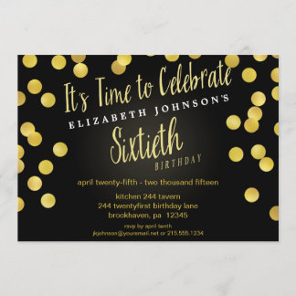 Chic Gold Confetti 60. Geburtstagsparty Einladung