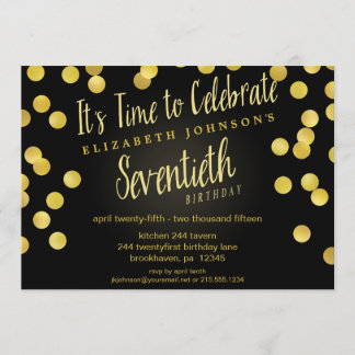 Chic Gold Confetti 70. Geburtstagsparty Einladung