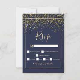 Chic gold confetti marineblaue Typografie uAwg RSVP Karte