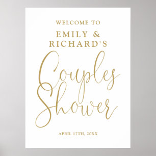 Chic Gold Couples Dusche Begrüßungszeichen Poster