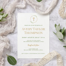 Chic Gold Cross Watercolor Kranz Taufen Vorlage