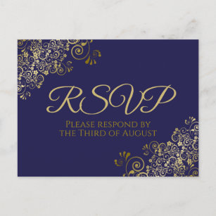 Chic Gold Curls & Wirbel auf RSVP für Hochzeiten v Postkarte