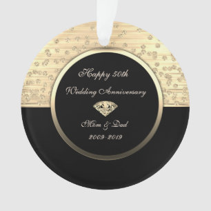 Chic Gold Diamonds Black 50. Hochzeitstag Ornament