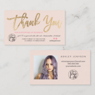 Chic gold Drehbuch Foto Logo pink Reihenfolge dank Visitenkarte
