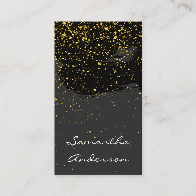 Chic Gold Dust Gray Black Brushed Visitenkarte (Vorderseite)