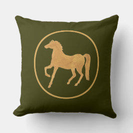 Chic Gold-Effekt-Pferd auf Dunkelmossy Green Kissen