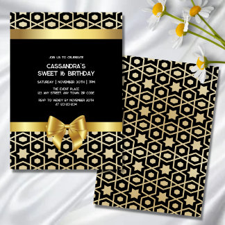 Chic Gold Egypt Geometric Gold Bow 16. Geburtstag Einladung