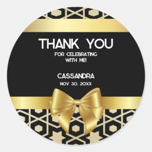 Chic Gold Egypt Geometric Gold Bow 16. Geburtstag Runder Aufkleber