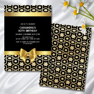 Chic Gold Egypt Geometric Gold Bow Black Birthday Einladung
