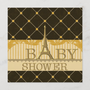 Chic Gold Eiffel Tower Baby Dusche Einladung